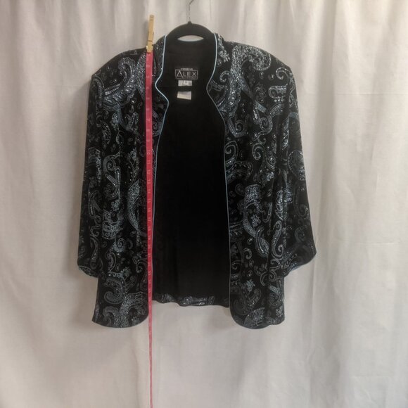 Alex Evenings Size 3X Two-Piece Top Black and Teal - Picture 9 of 16